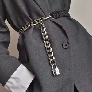 Silver Chain Belt with Padlock
